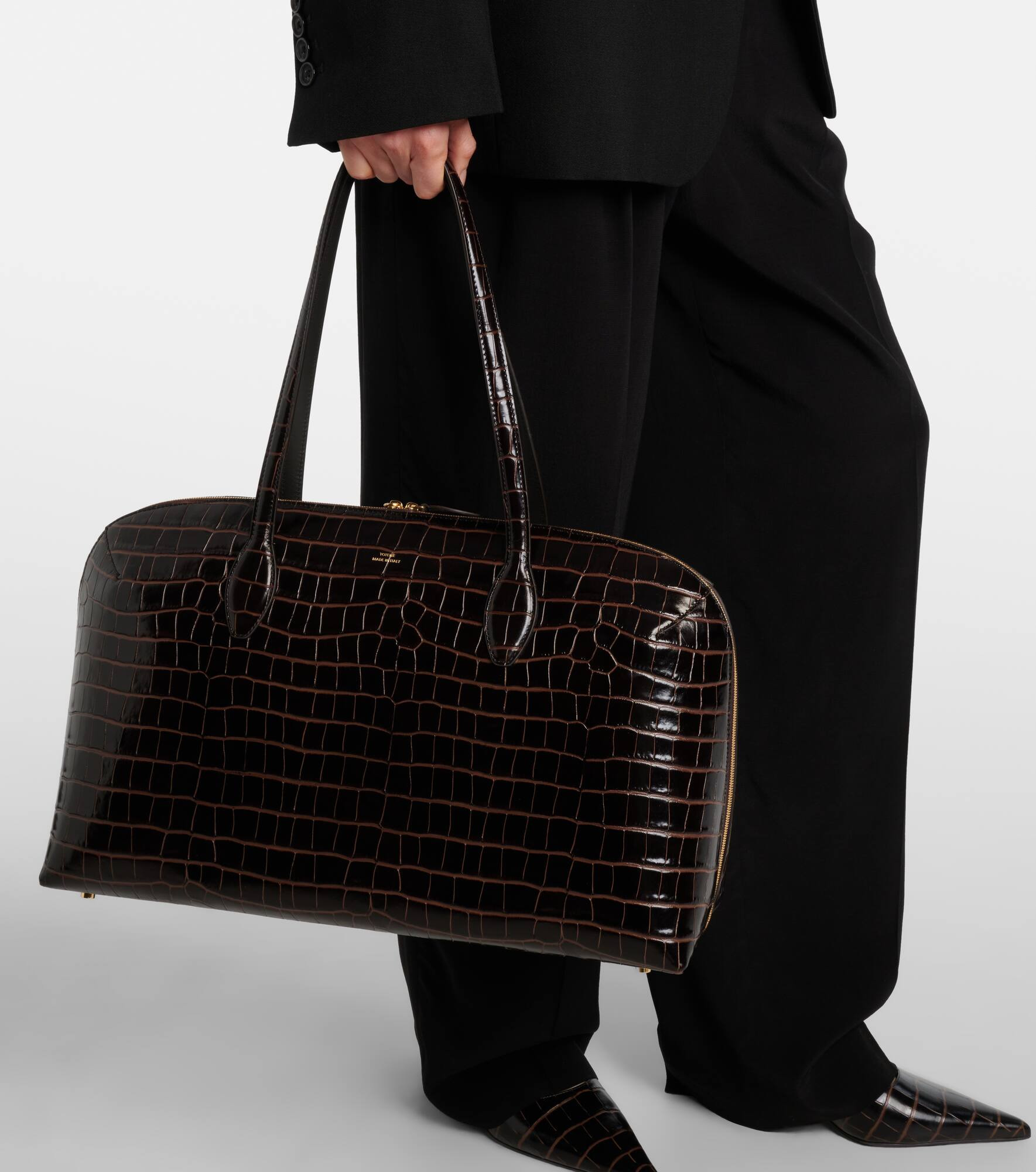 Croc-effect leather tote bag - 2