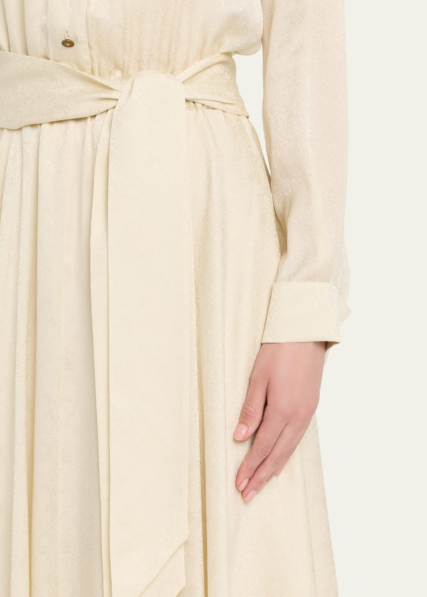 Nevis Belted Silk Jacquard Midi Shirtdress - 5