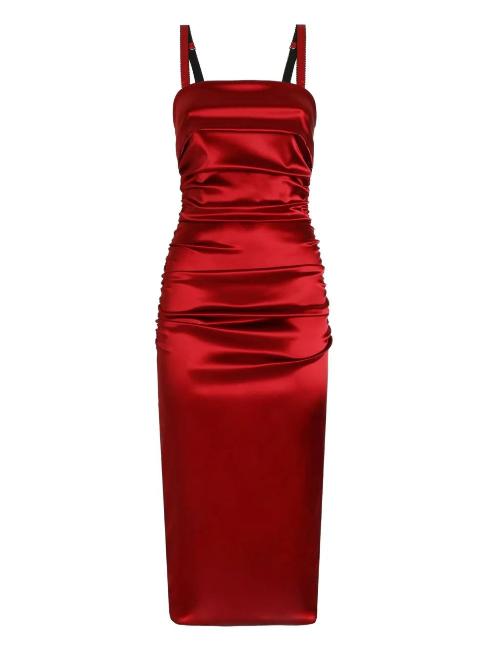ruched strap midi dress - 1