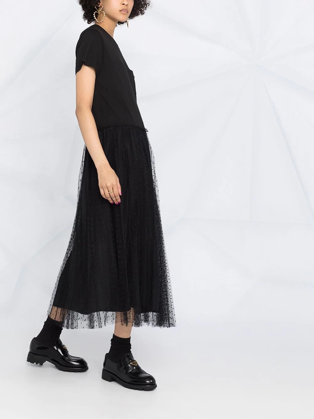 tulle-skirt mid-length dress - 4