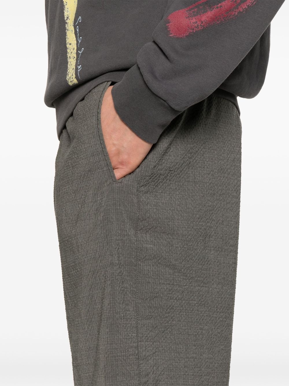 seersucker straight-leg shorts - 5