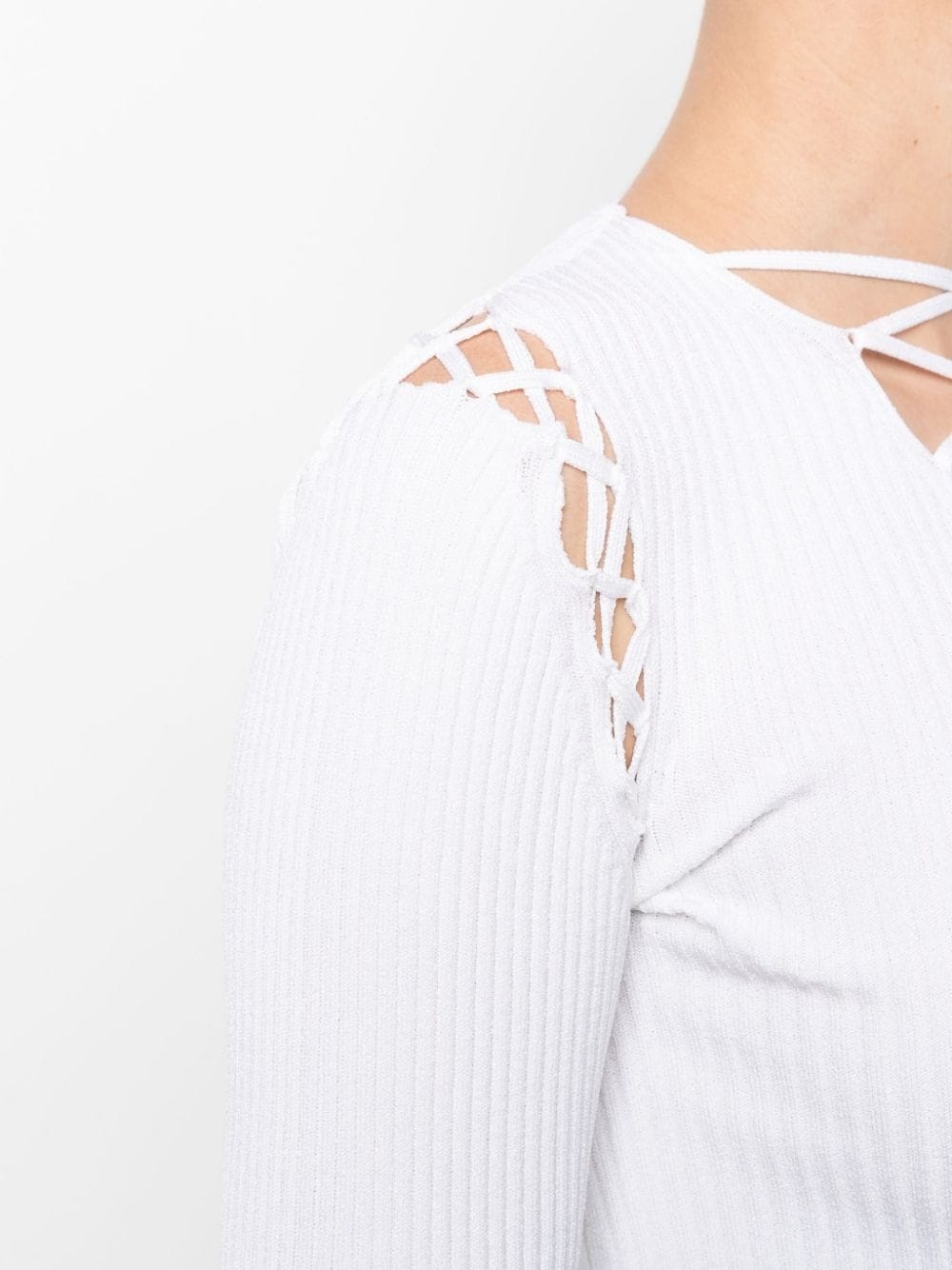 lace-up shoulder detail knit top - 5