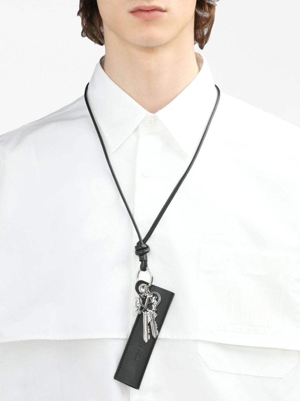 logo-lettering leather keyring - 6