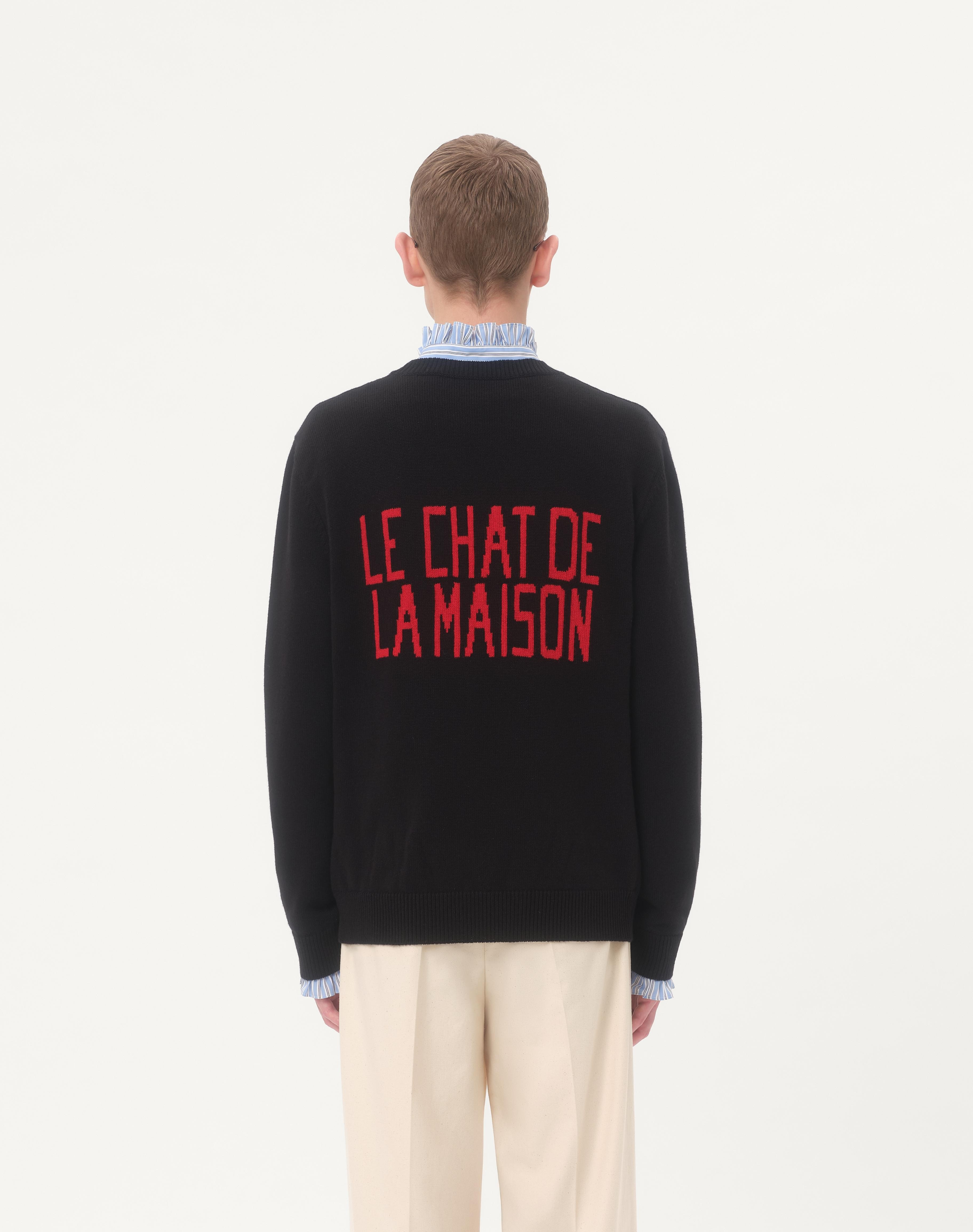 WOOL AND COTTON SWEATER WITH CHAT DE LA MAISON PATCH - 6