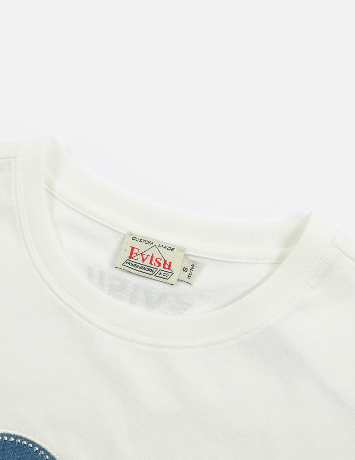 EMBELLISHED DENIM SEAGULL APPLIQUÉ T-SHIRT - 5