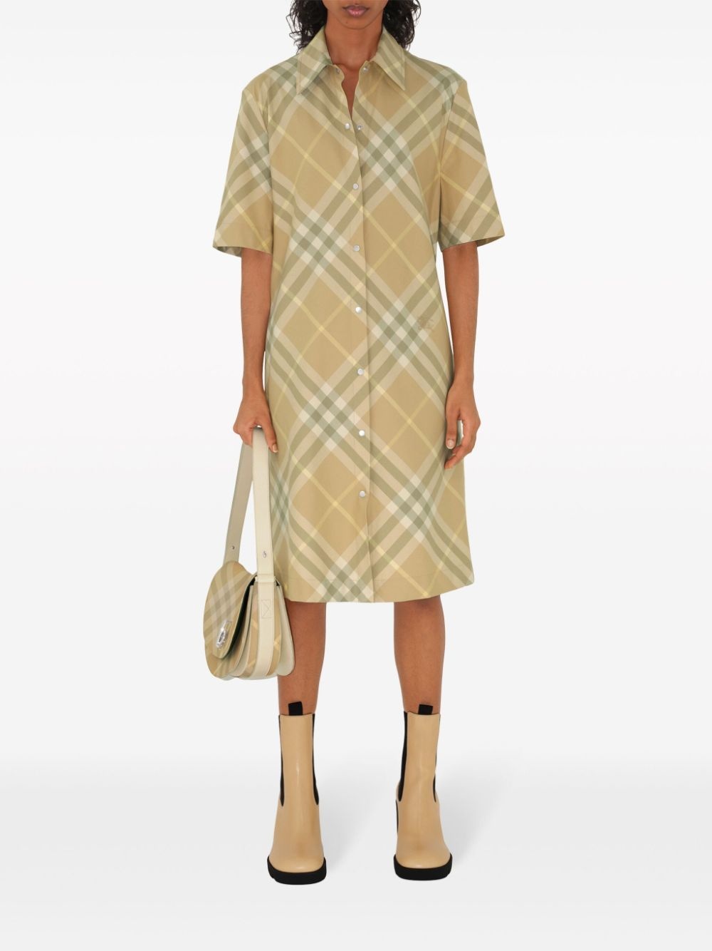 Vintage-check cotton shirt dress - 2