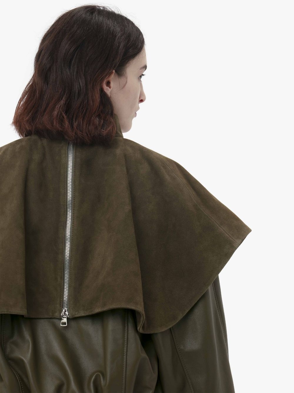 LEATHER BOMBER JACKET WITH OVERSIZED COLLAR - 6