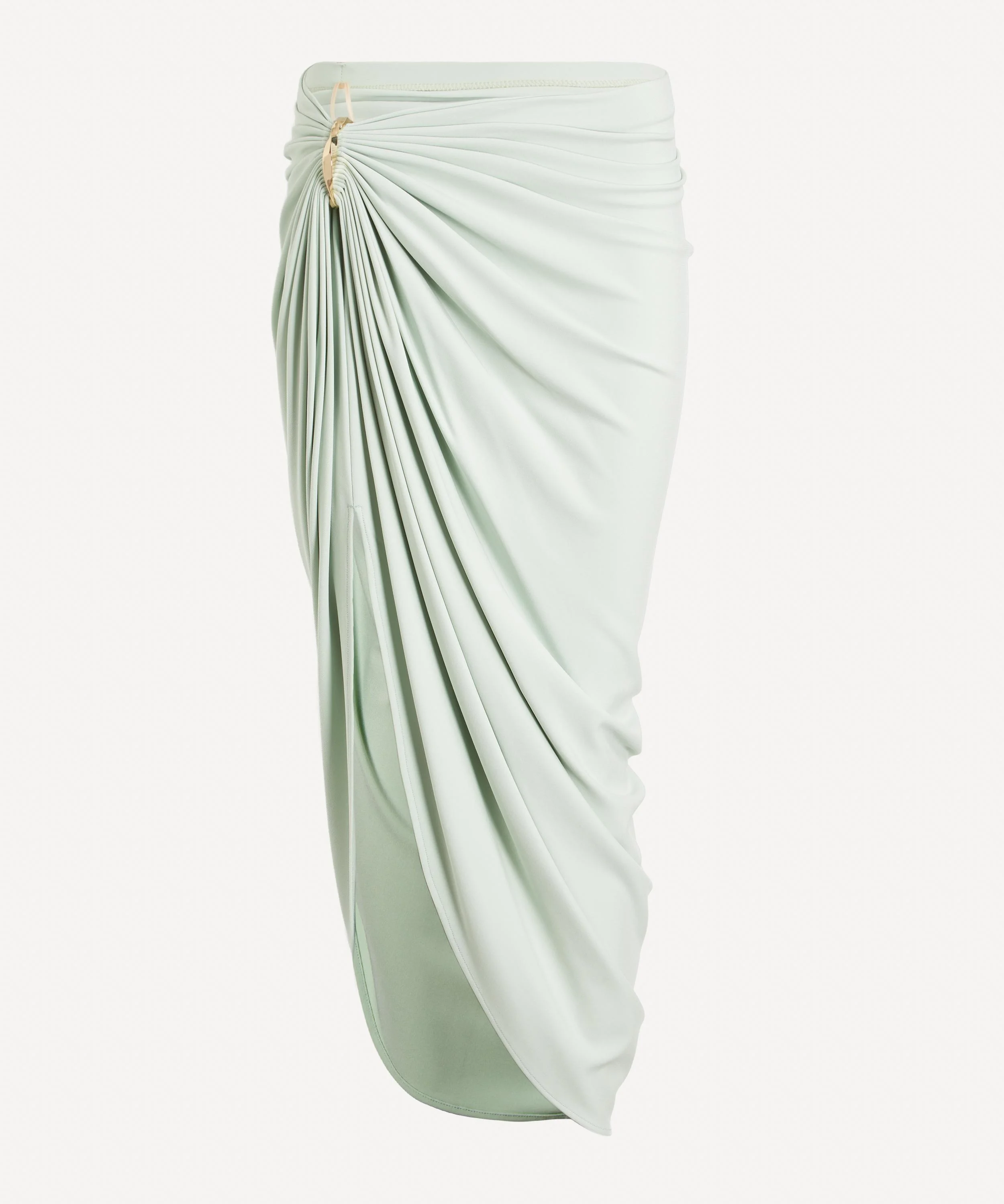 Pastel Green Asymmetric Jersey Skirt - 1