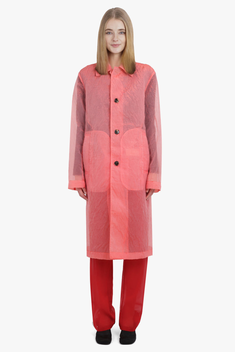 RANKLES SHEER LONG COAT | LIGHT RED - 2