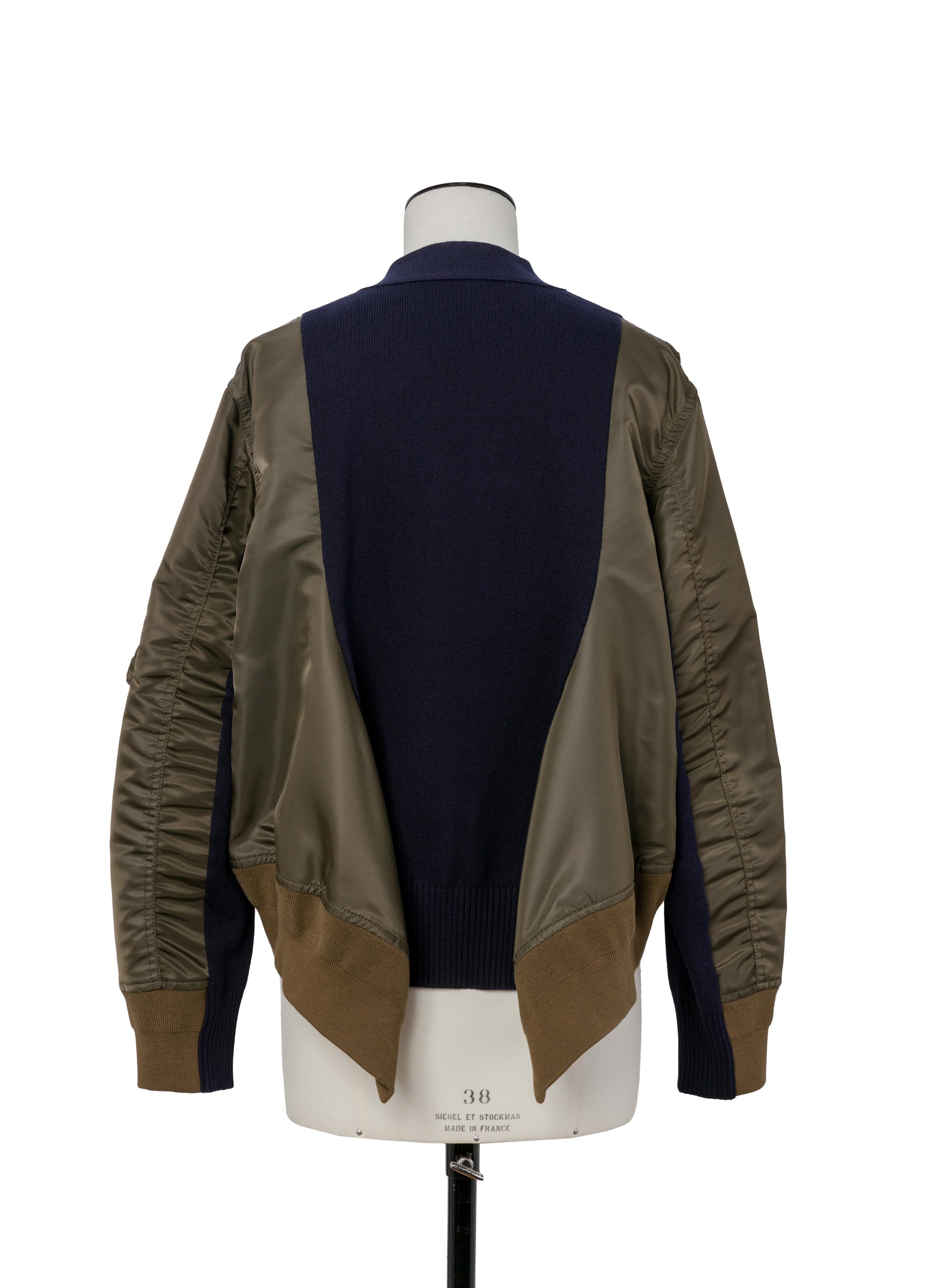 Nylon Twill x Knit Cardigan - 4