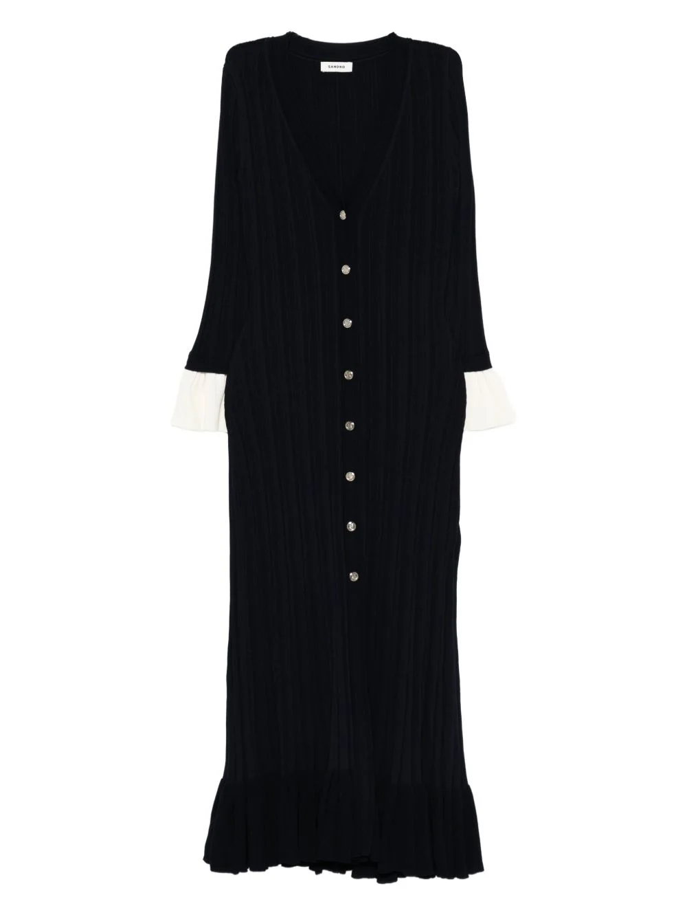 ruffled button-placket midi dress - 1