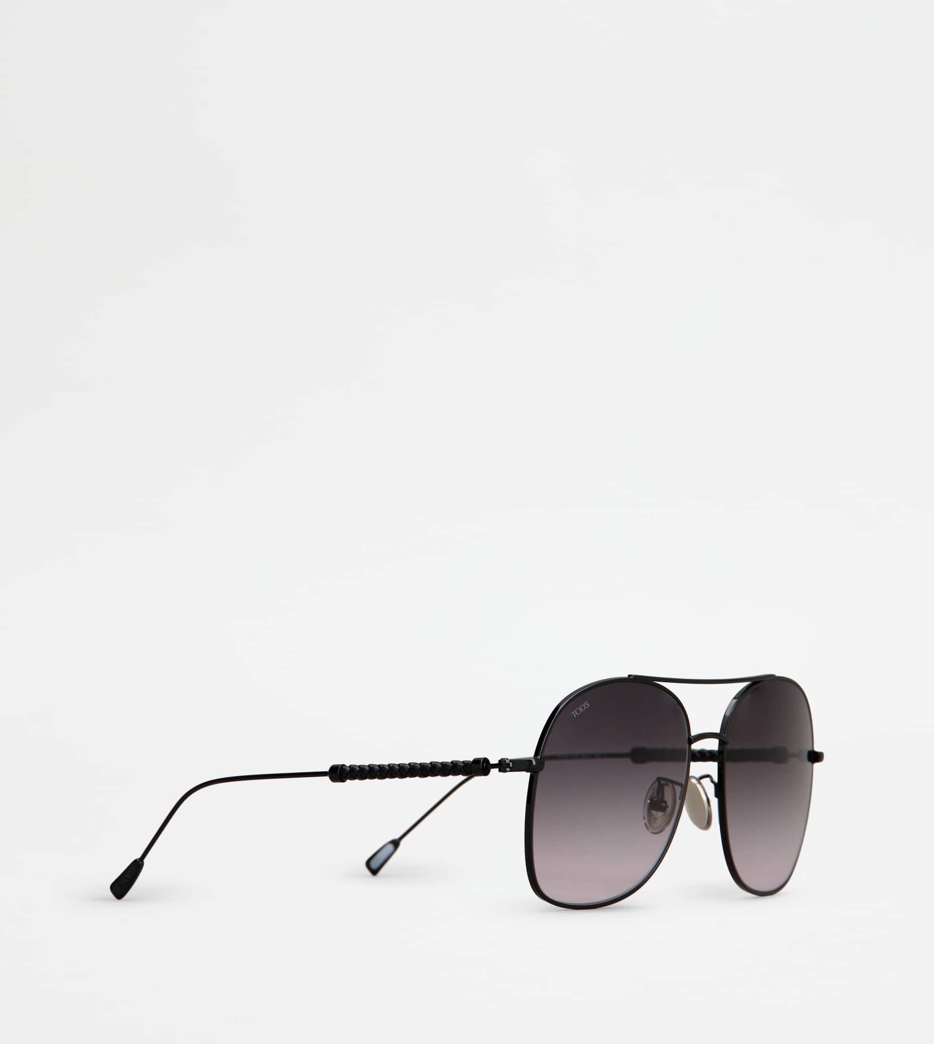 SUNGLASSES WITH TEMPLE IN LEATHER - BLACK - 3