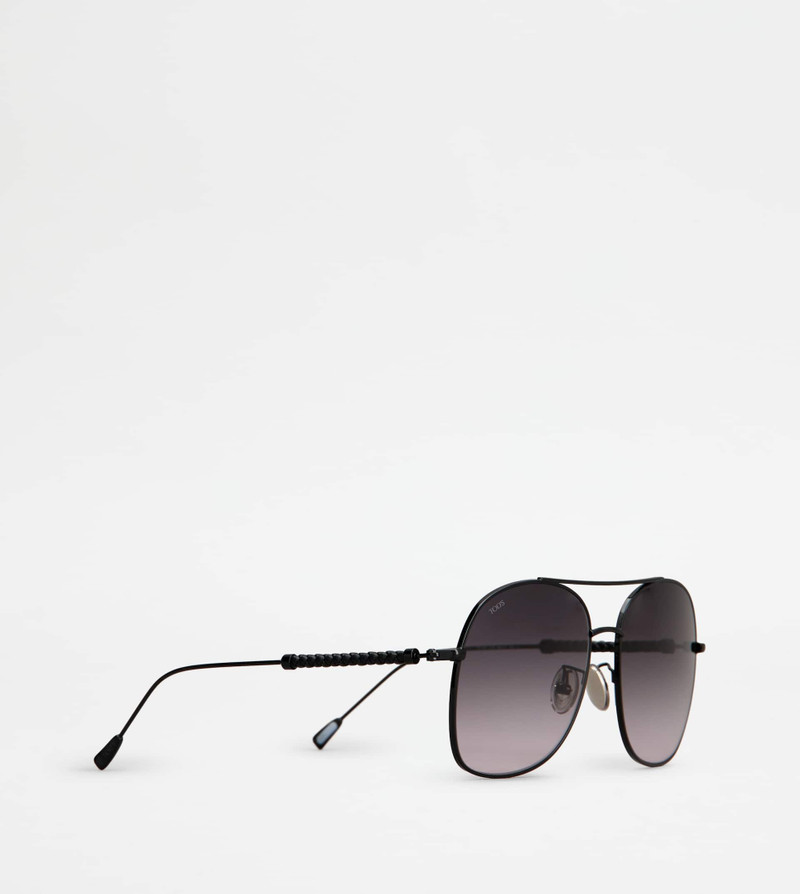 SUNGLASSES WITH TEMPLE IN LEATHER - BLACK 3
