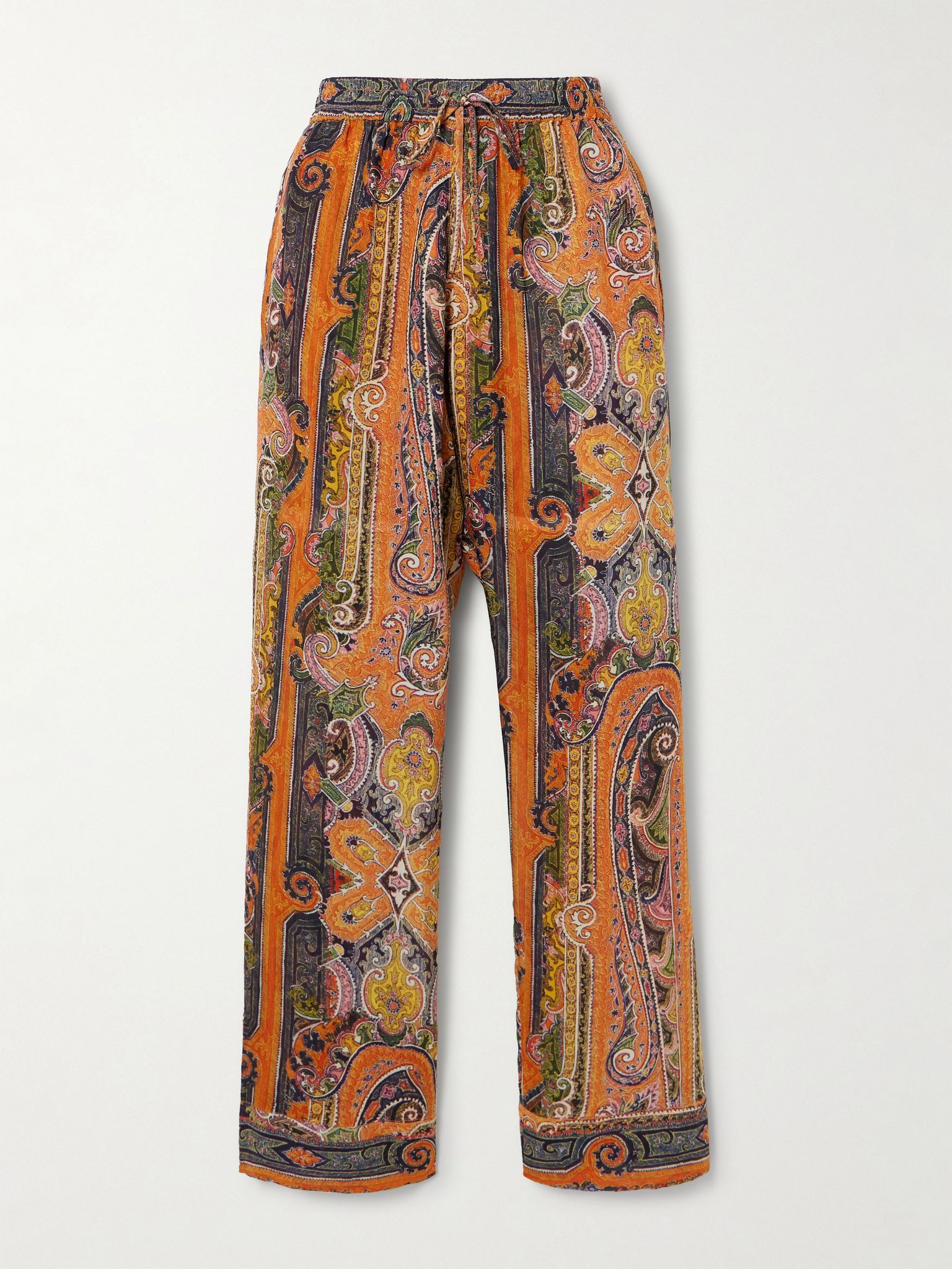 Sydna printed silk-voile wide-leg pants Orange - 1