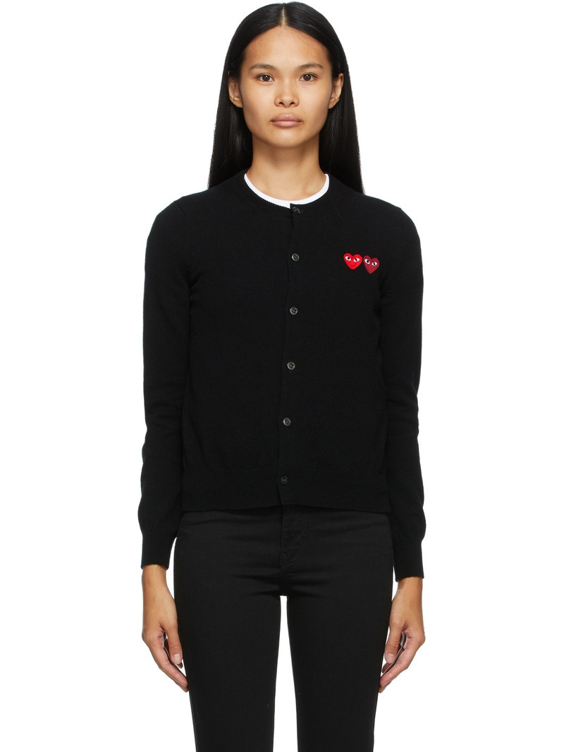 Black Double Heart Cardigan - 1