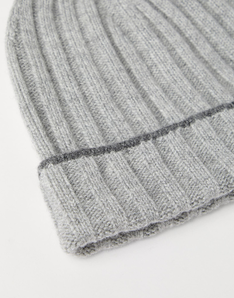 Brunello Cucinelli Cashmere rib knit beanie outlook