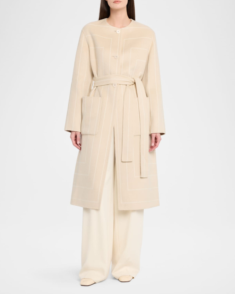 JOSEPH Belted Geometric Double-Face Coat outlook