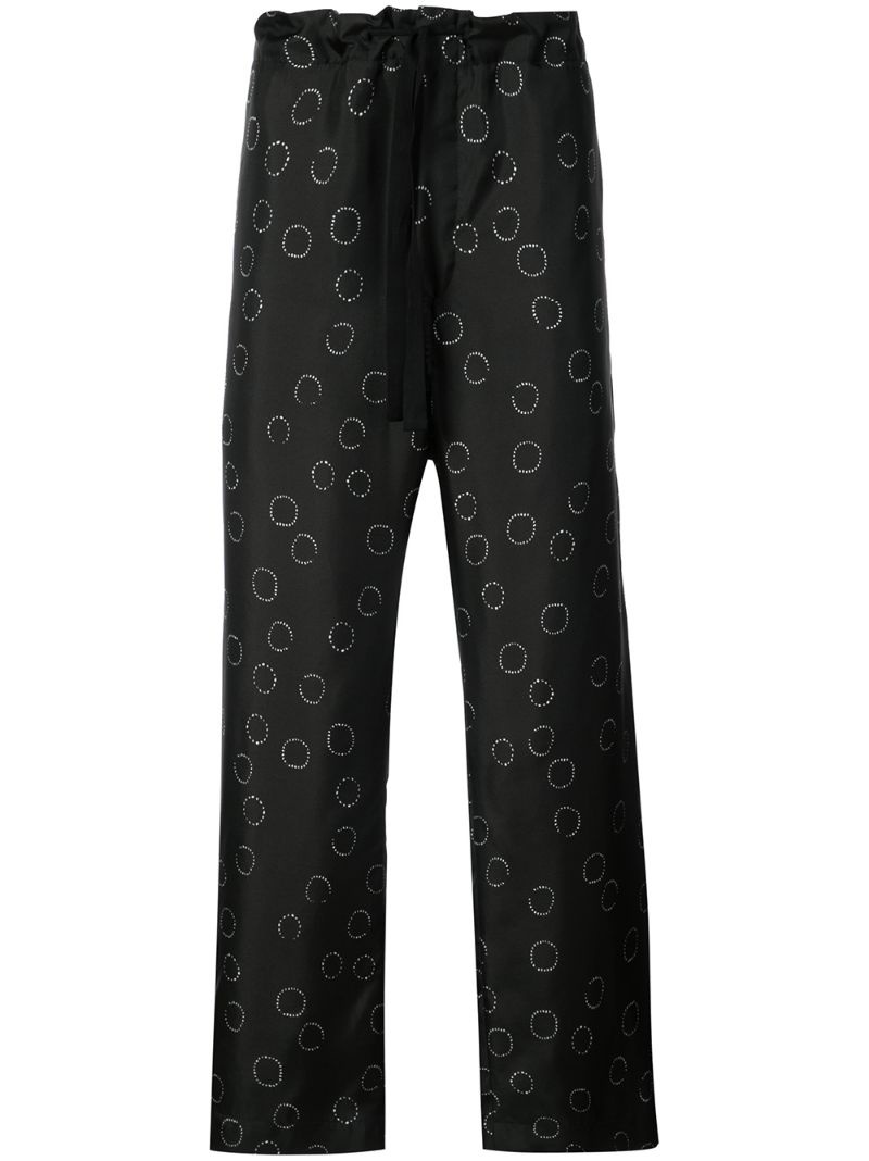 printed wide leg trousers - 1