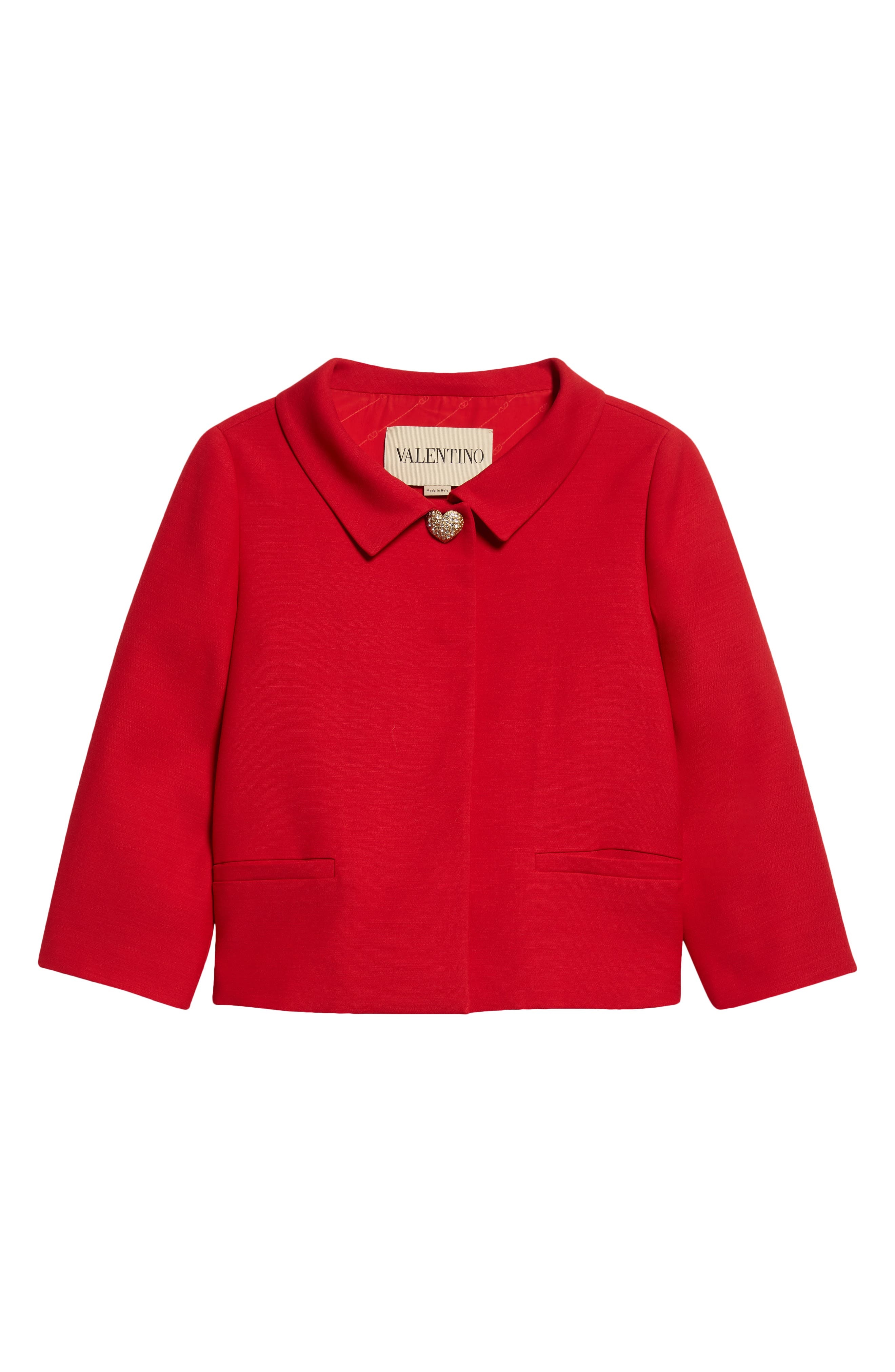 Valentino Garavani Crepe Couture Jacket in Dark Red at Nordstrom - 7
