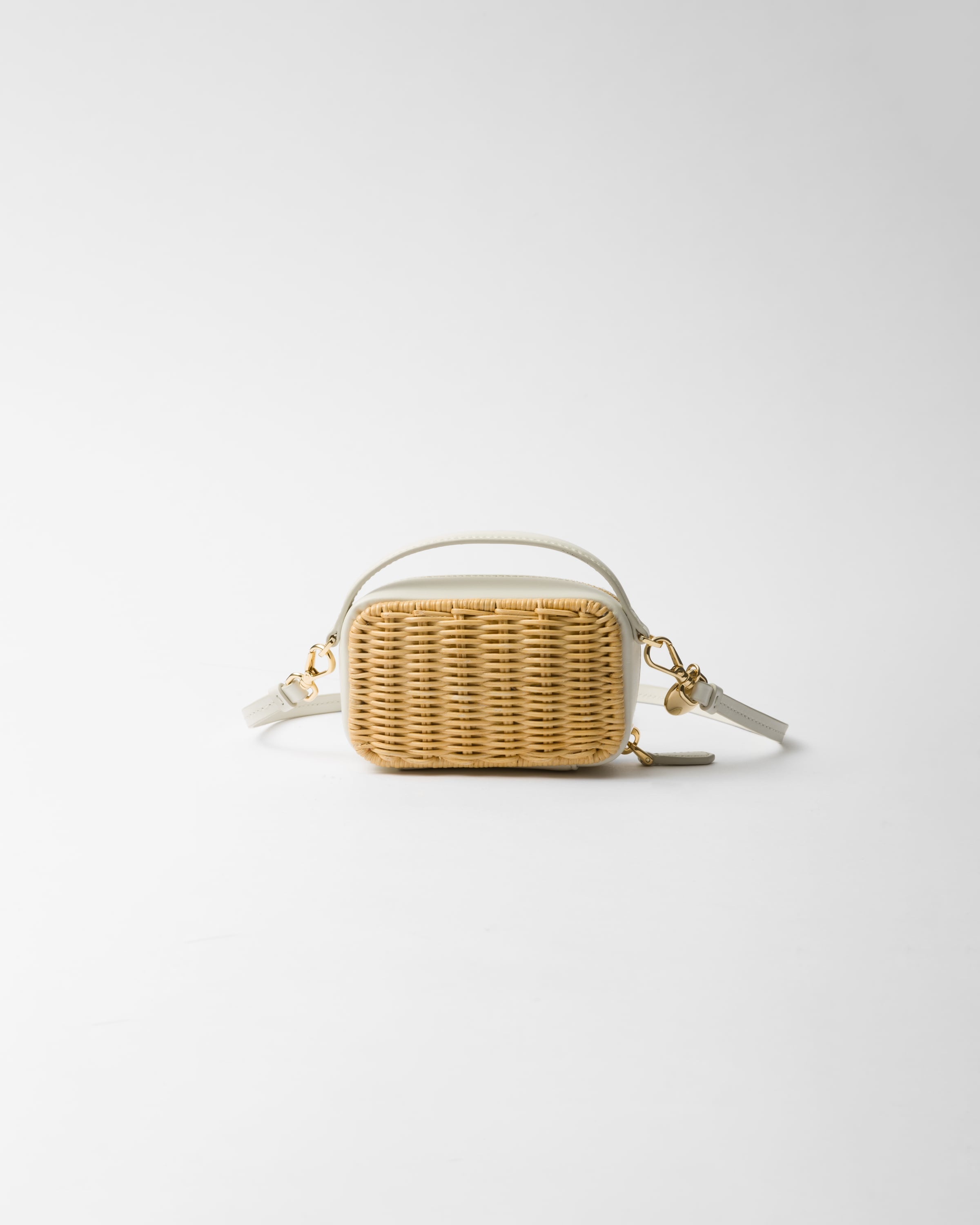 Wicker and leather mini-pouch - 3