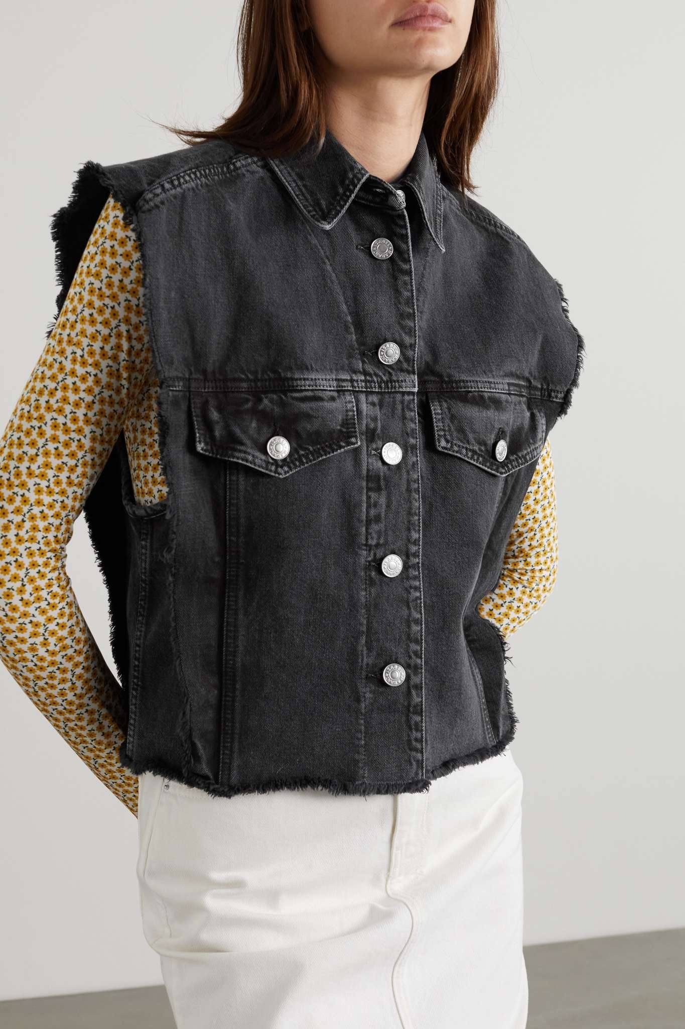 Tyra frayed denim vest - 3