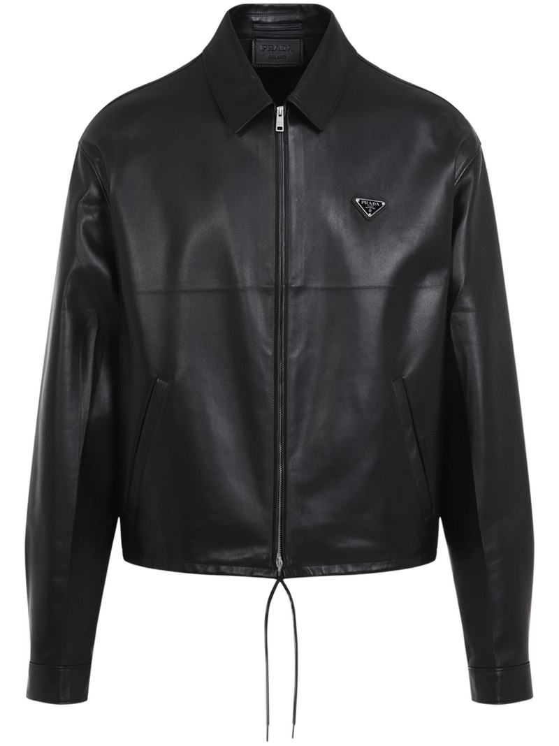 Triangle-logo Leather Jacket 1