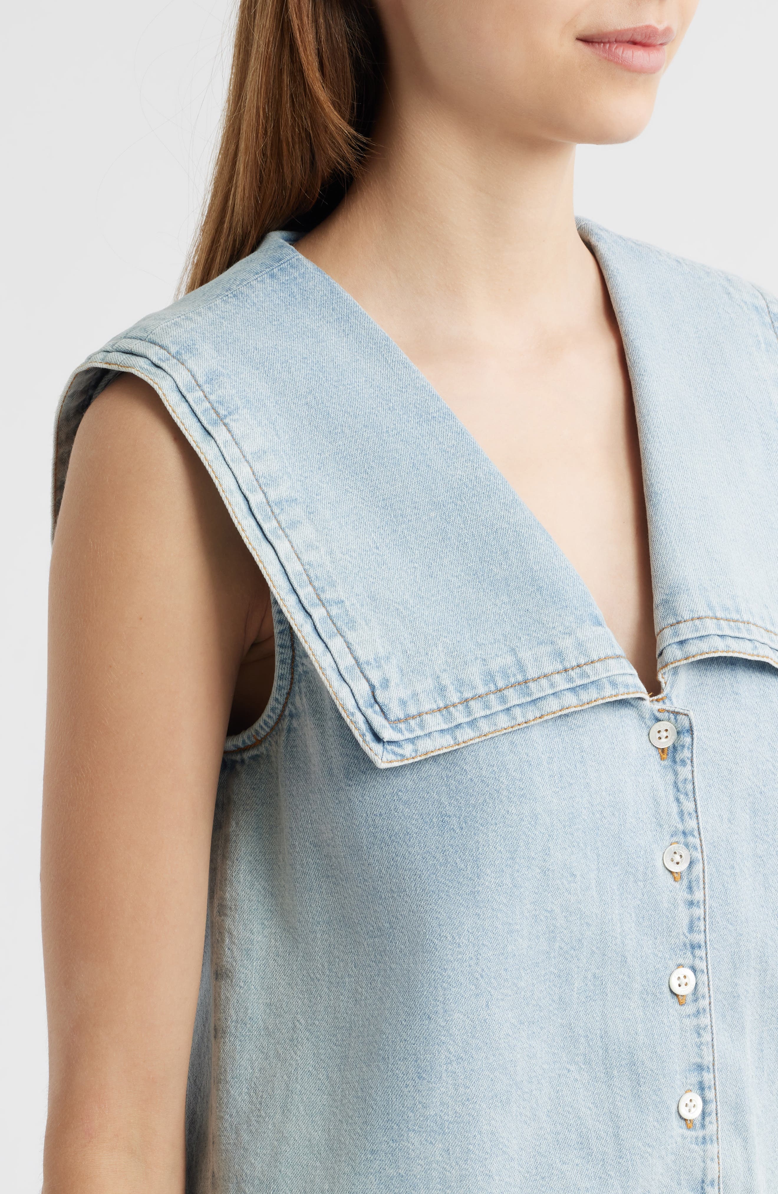 FRAME The Yacht Denim Sleeveless Top in Attention at Nordstrom - 4