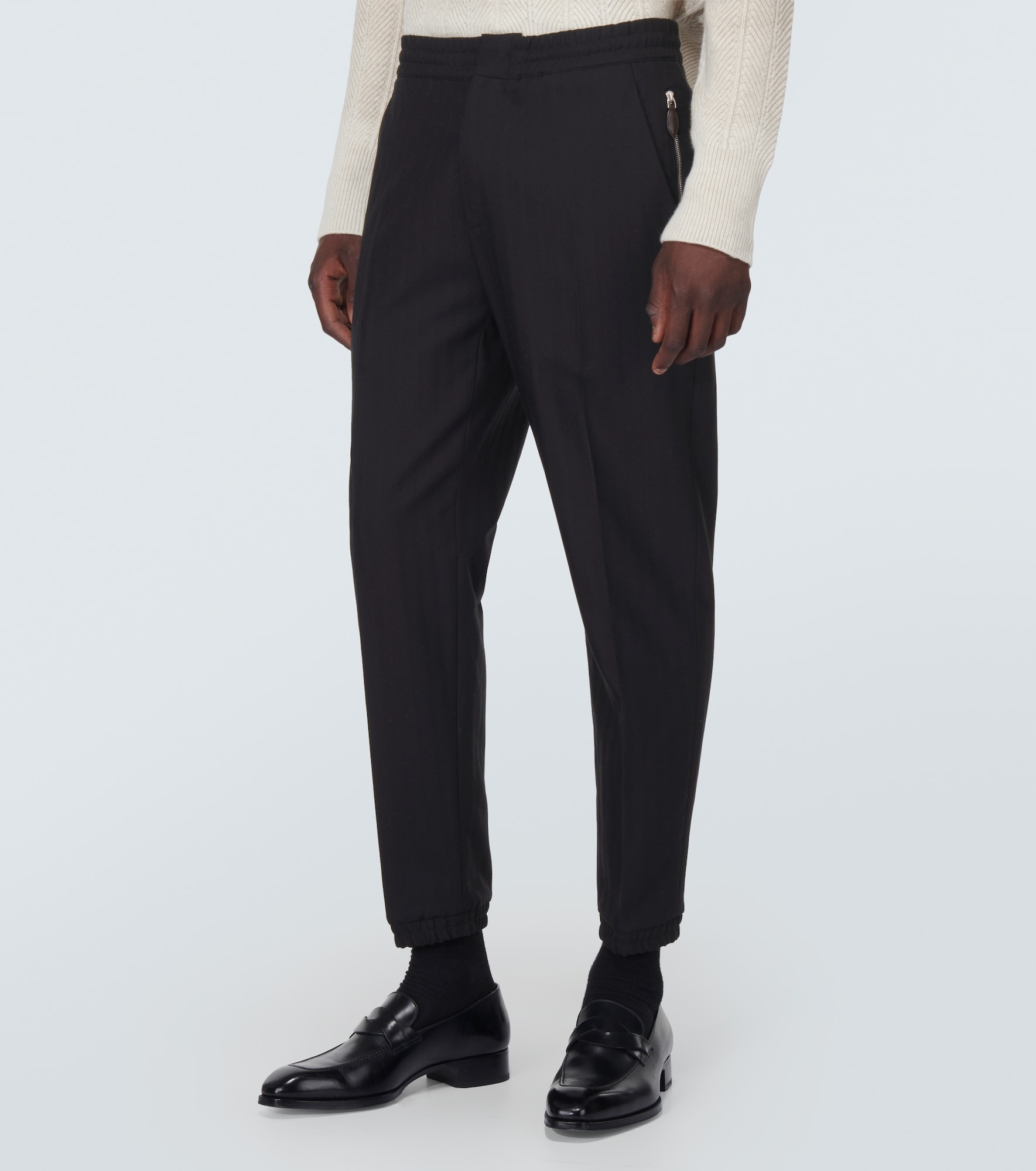 Wool and cotton tapered pants - 3