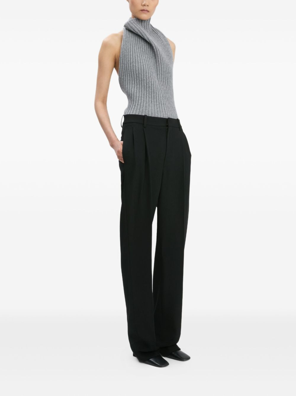 ribbed halter neck top - 2