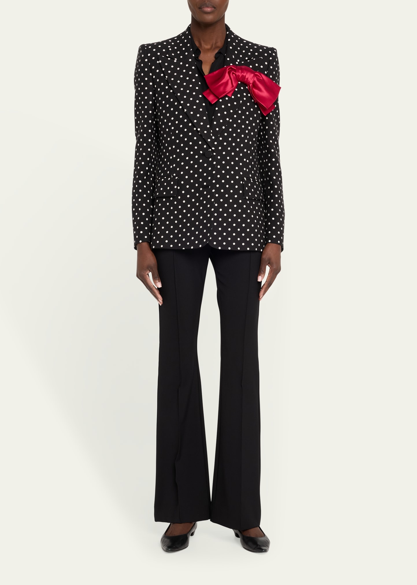 Polka Dot Blazer With Bow - 2