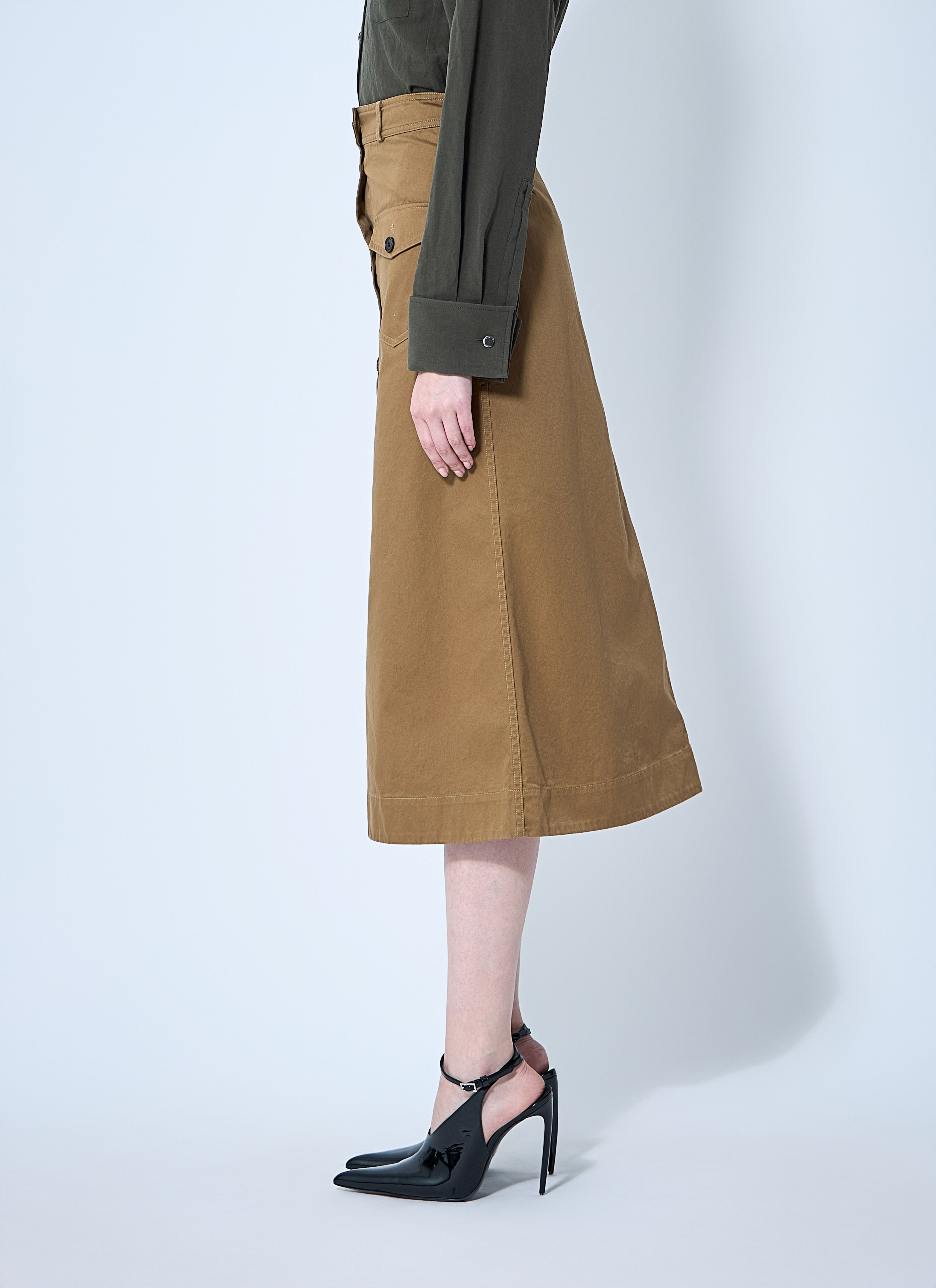 Cotton Serge Midi Skirt - 3