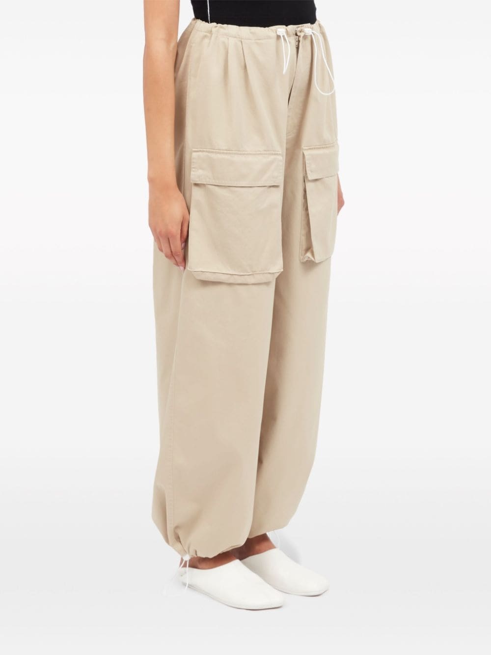 wide-leg cargo cotton trousers - 3