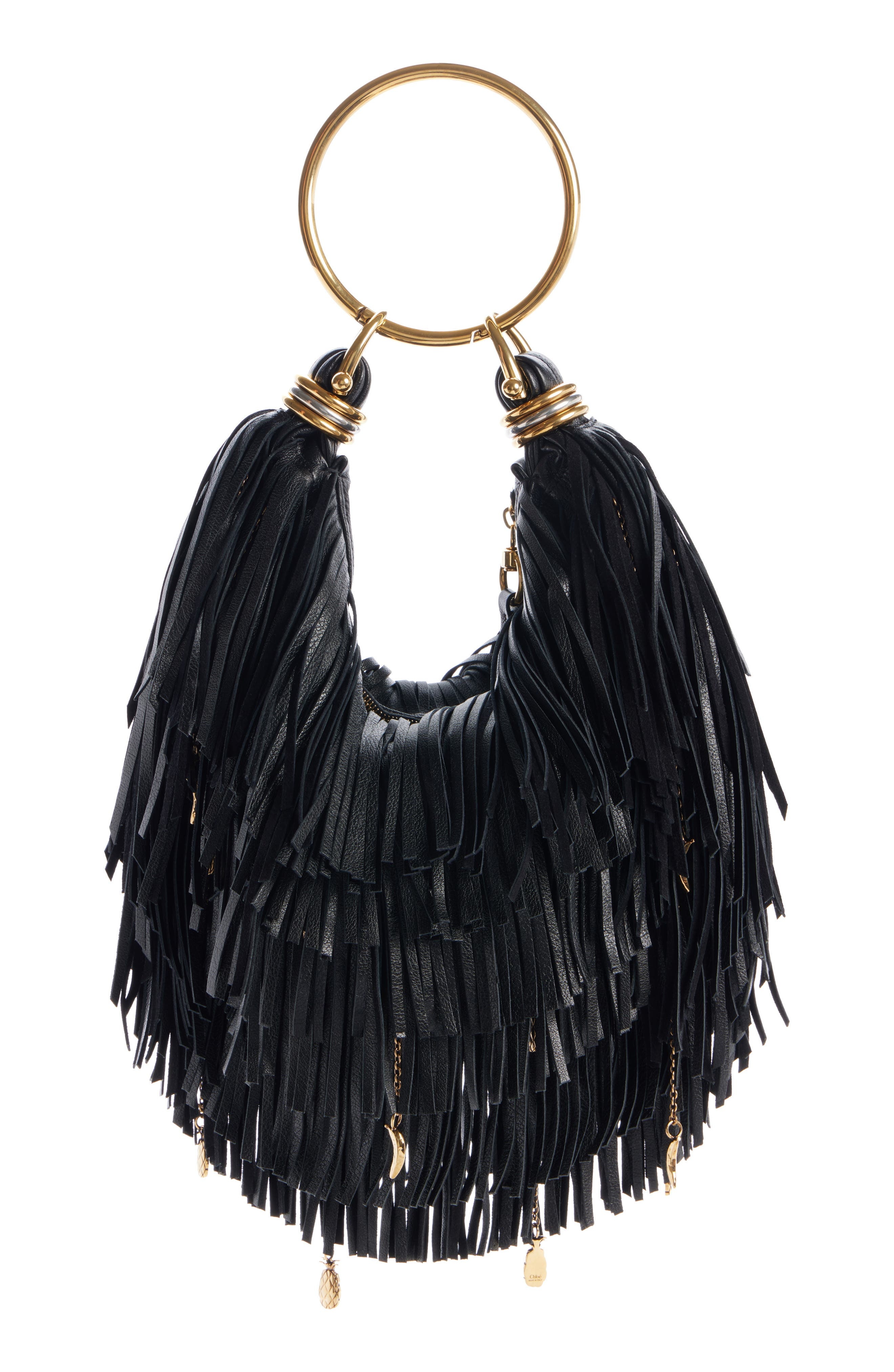 Chloé Fringe Charm Detail Bracelet Bag in 001 Black at Nordstrom - 5