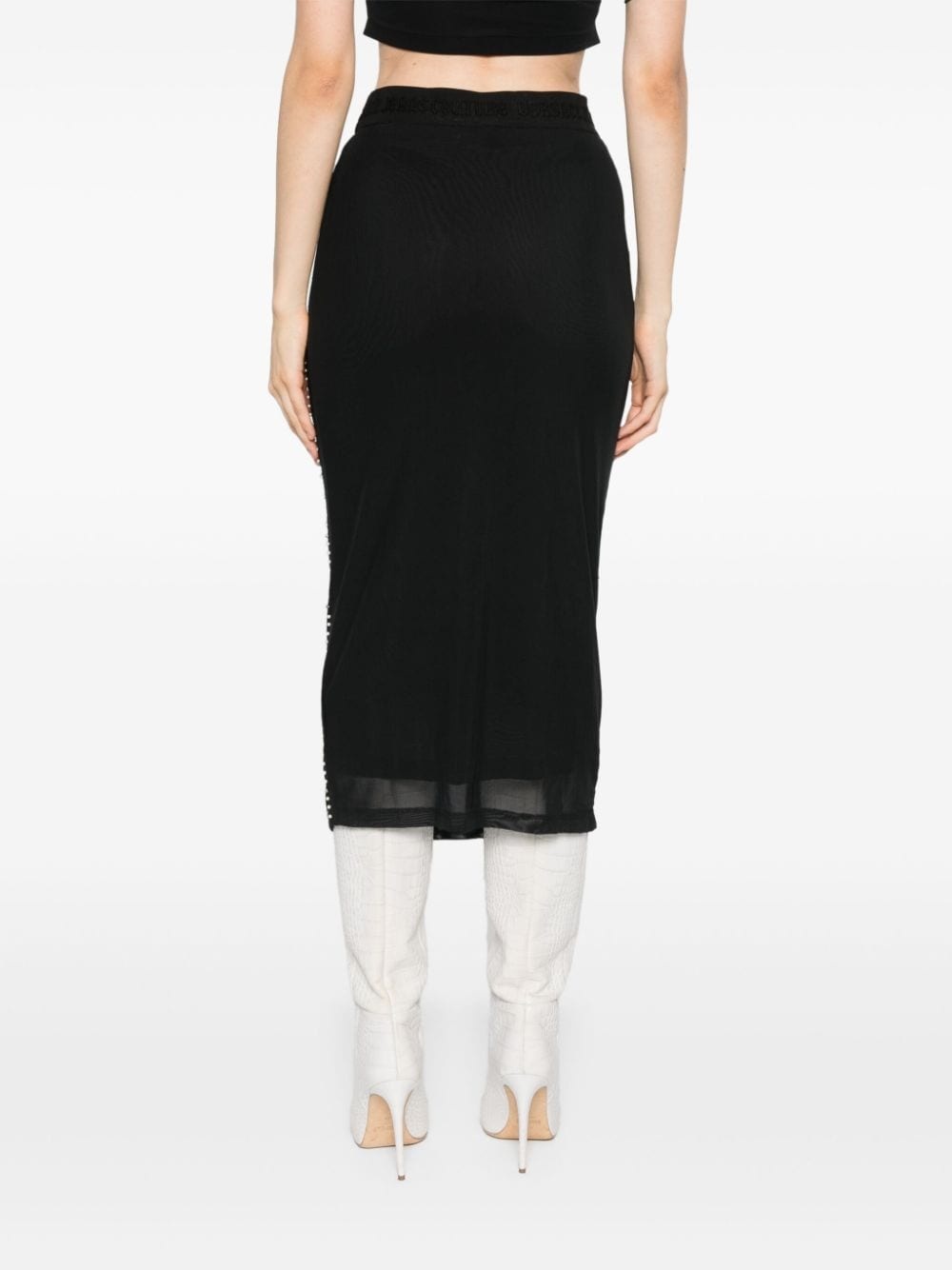 pearl-embellished midi skirt - 4
