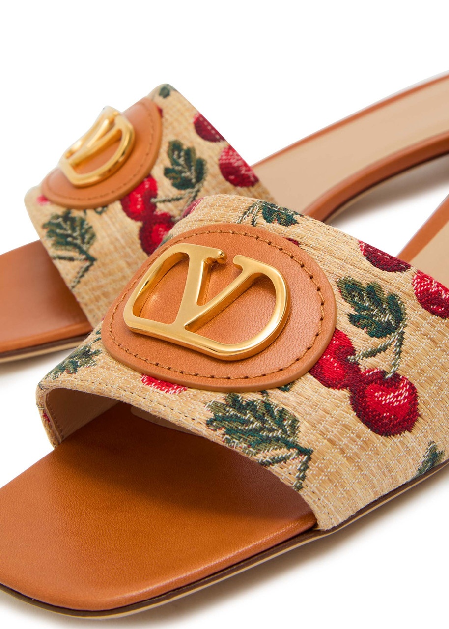 Valentino Jacquard Raffia Sliders - 4