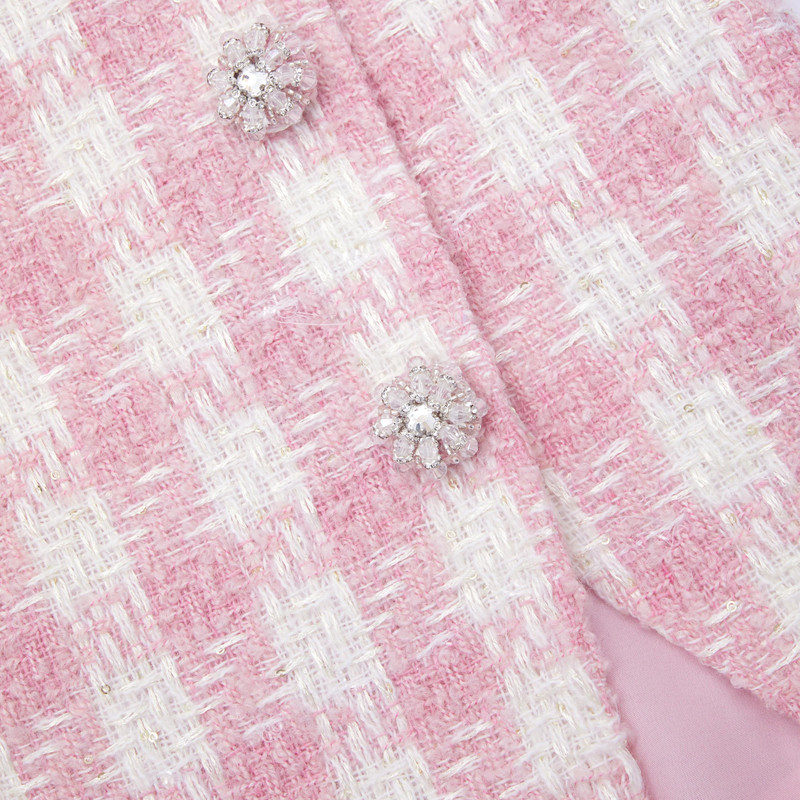 Pink Check Boucle Mini Skirt 5