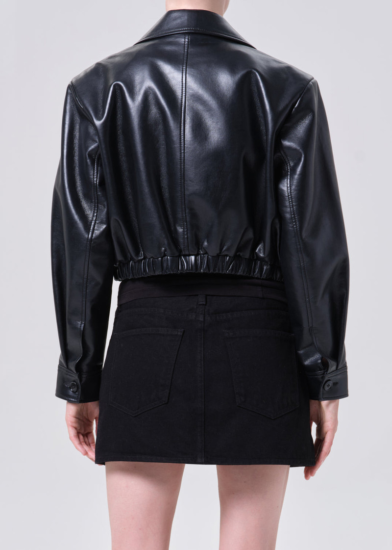 AGOLDE NAHLA CROPPED JACKET (RECYCLED LEATHER) IN DETOX outlook