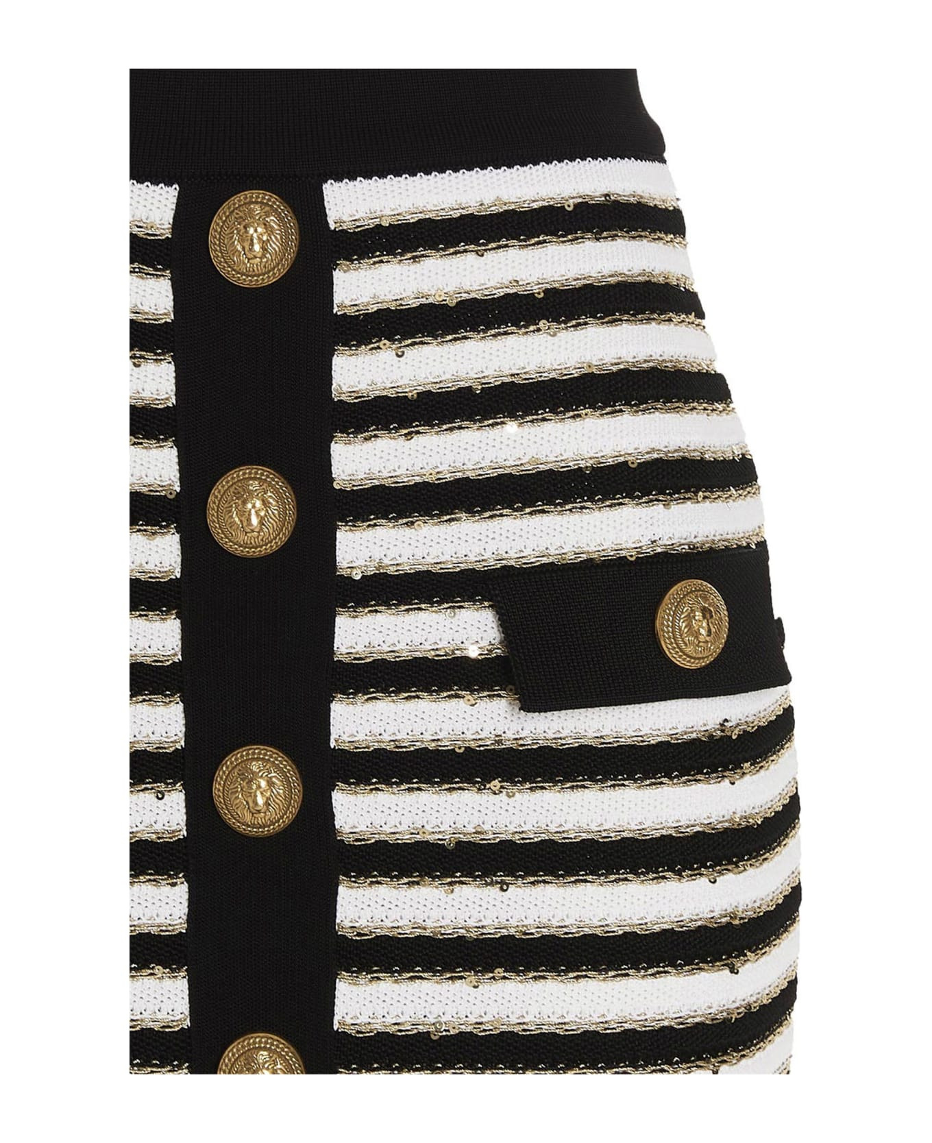Sequin Striped Knit Skirt - 3