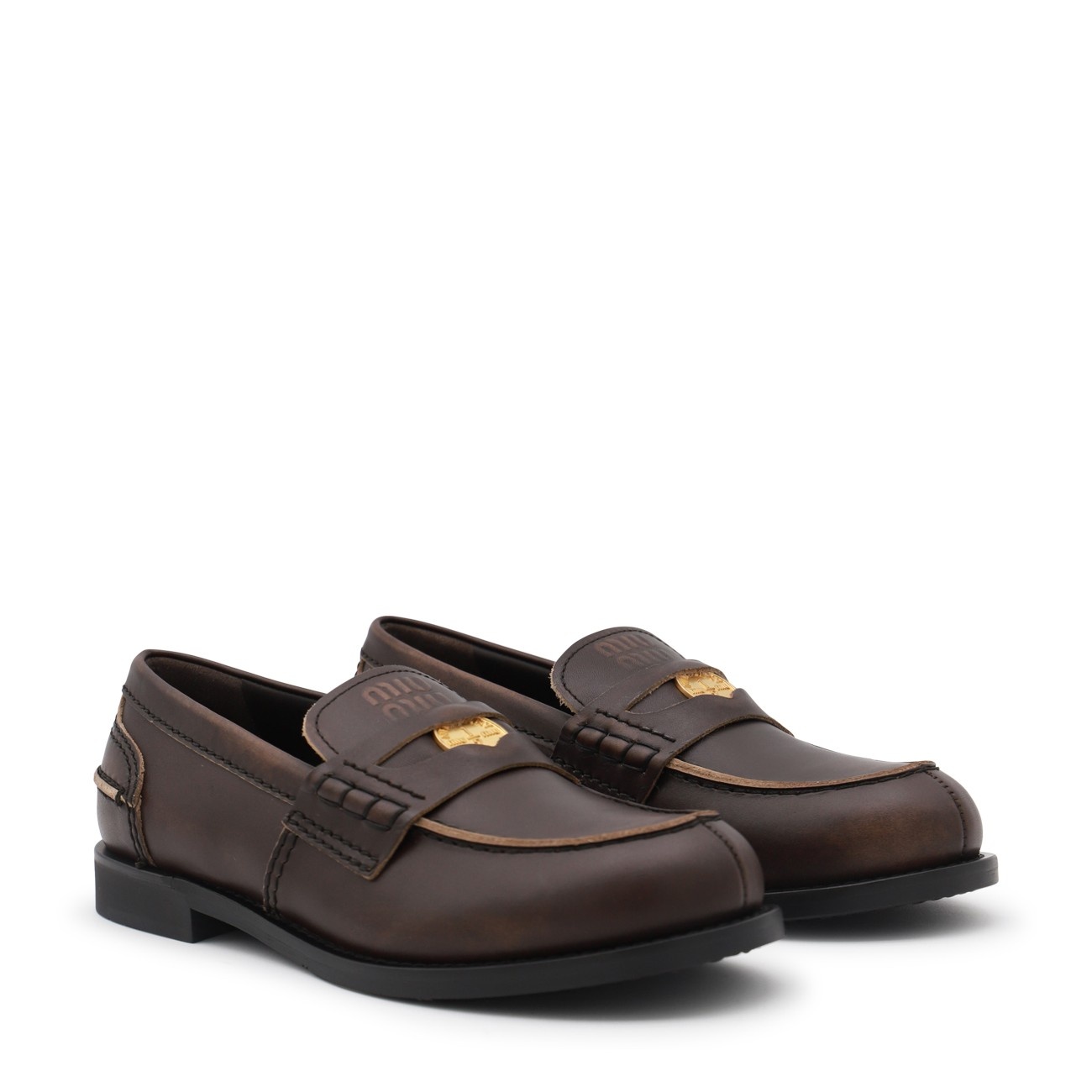 brown leather loafers - 3