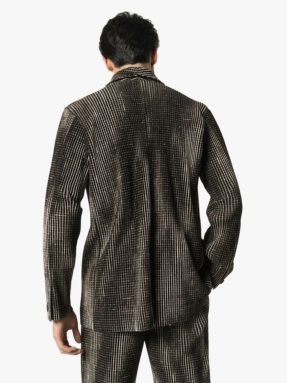 checked single-breasted blazer - 4