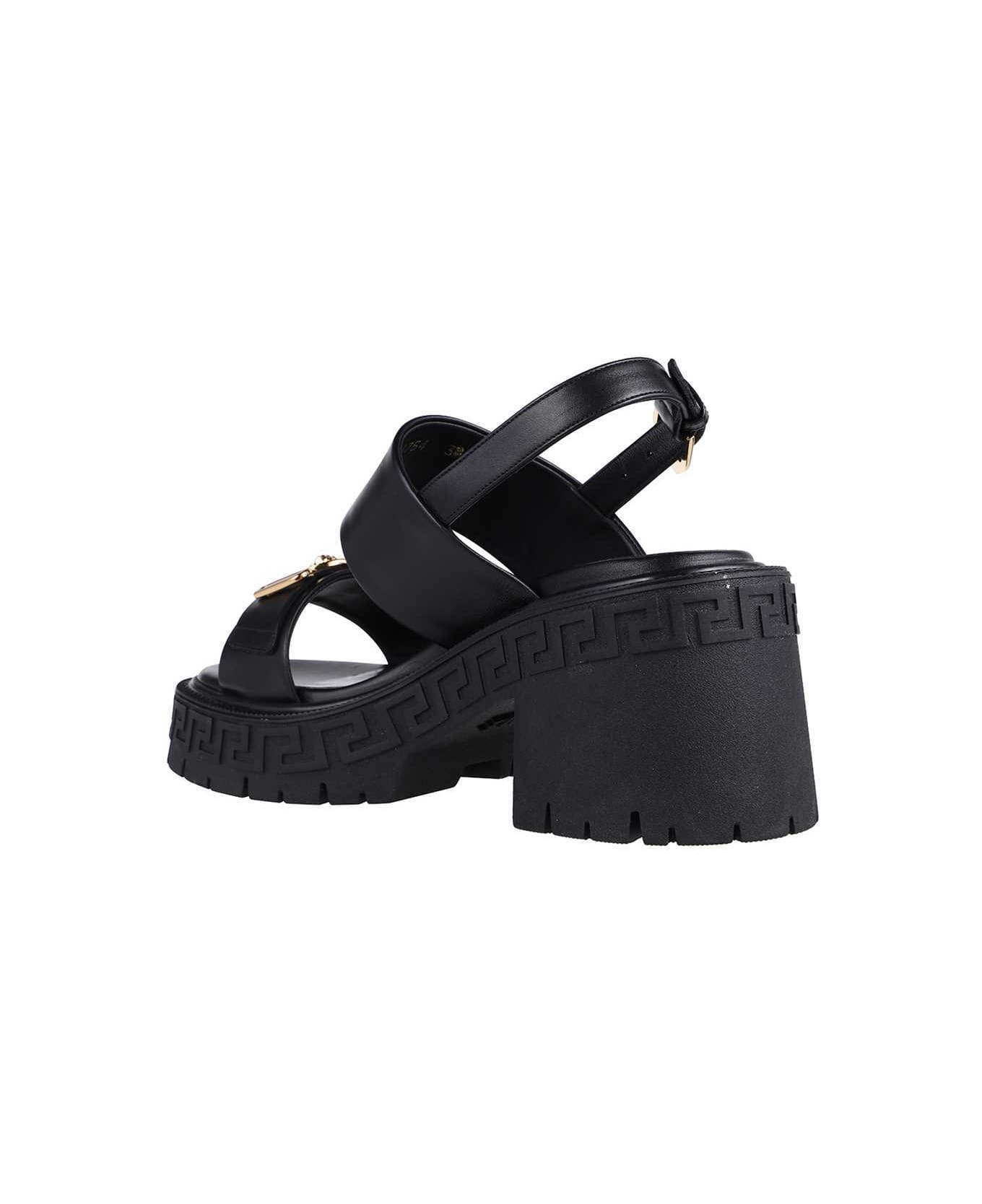 Logo Detail Leather Sandals - 3