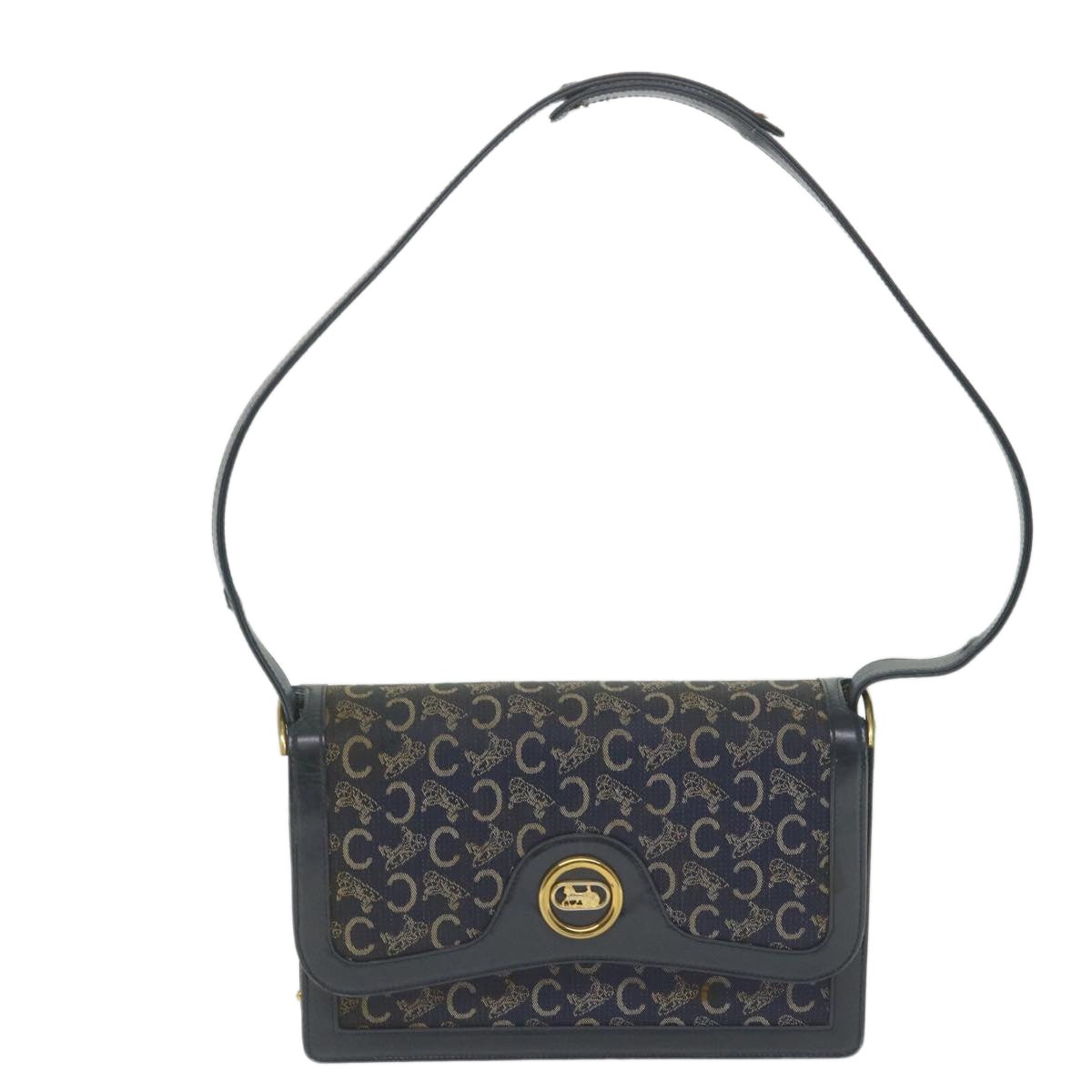 CELINE C Macadam Canvas Horse Carriage Shoulder Bag Navy - 13