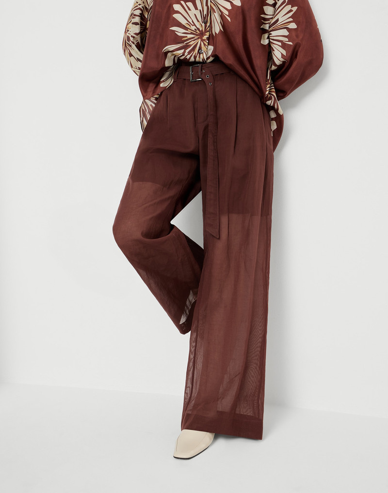 Cotton organza loose trousers with monili 5