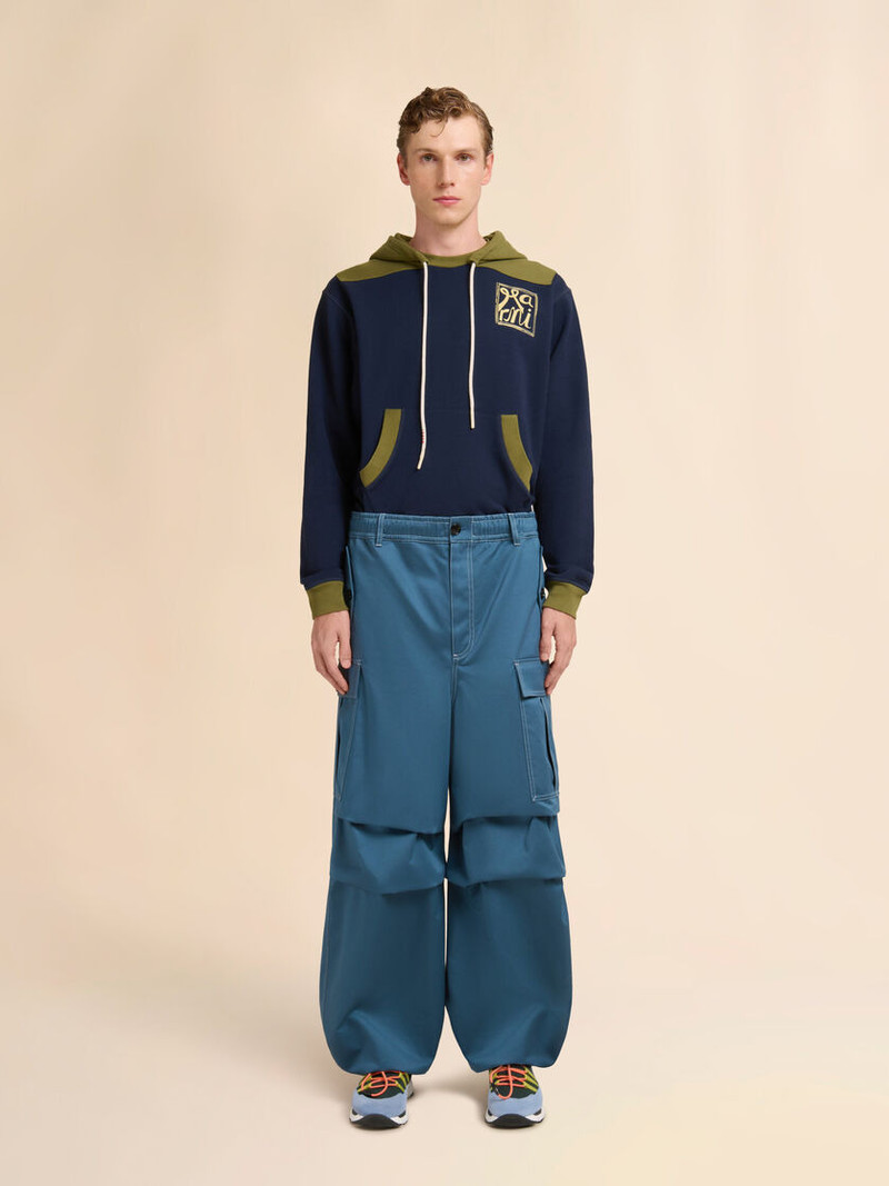 Marni TURQUOISE WATER-REPELLENT GABARDINE WORKWEAR PANTS outlook
