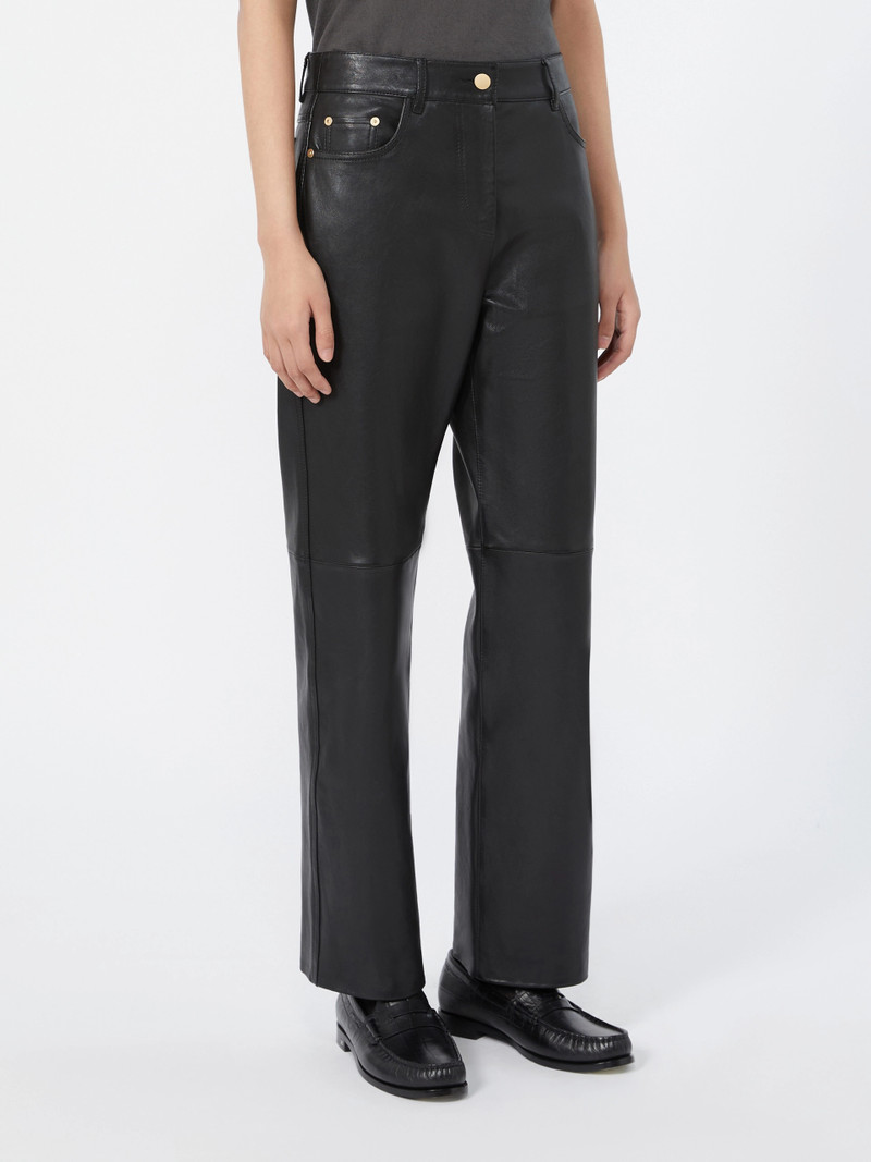 PESCA Five-pocket nappa-leather trousers - BLACK 3