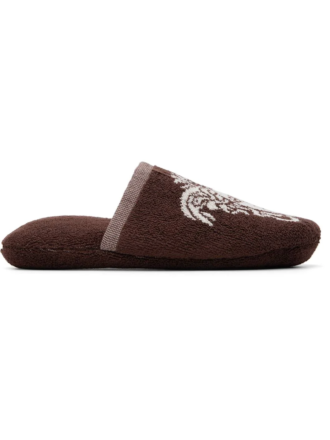 Brown Cotton-Terry Jacquard Slippers - 1