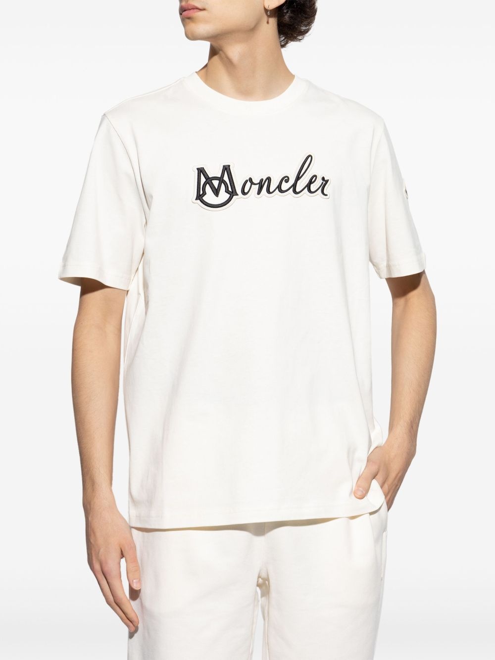 logo-embroidered cotton T-shirt - 3