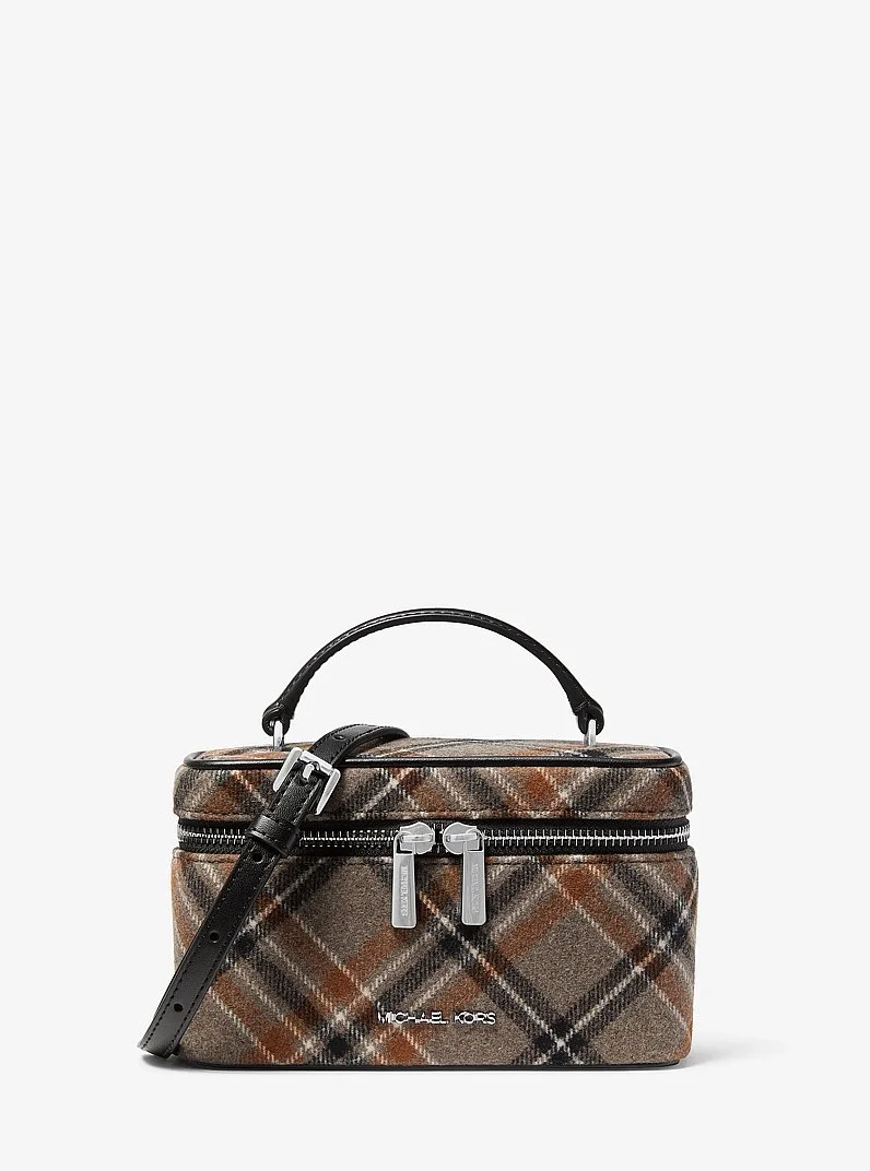 Vivi Small Plaid Print Wool Blend Vanity Crossbody Bag - 1