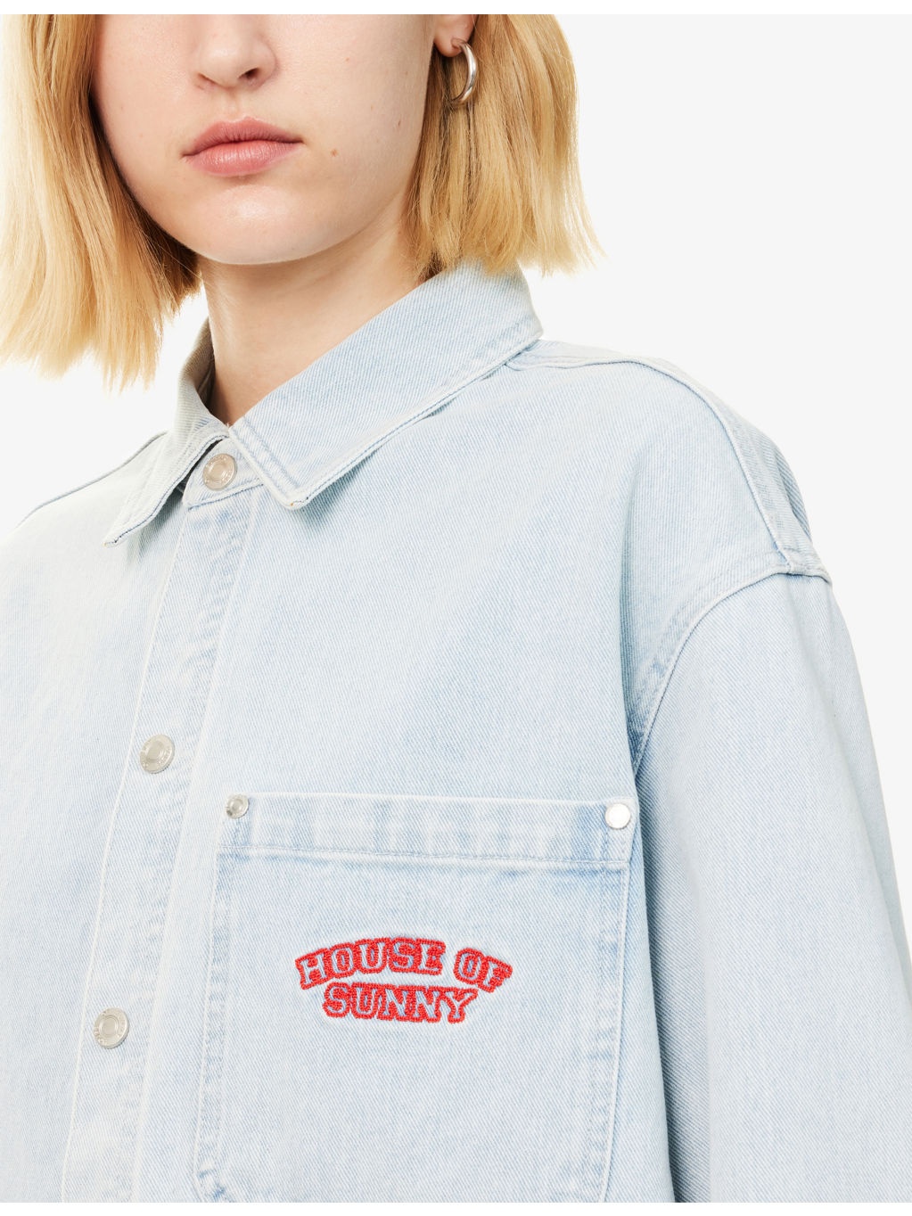 Take A Trip Embroidered Denim-Blend Shirt - 5