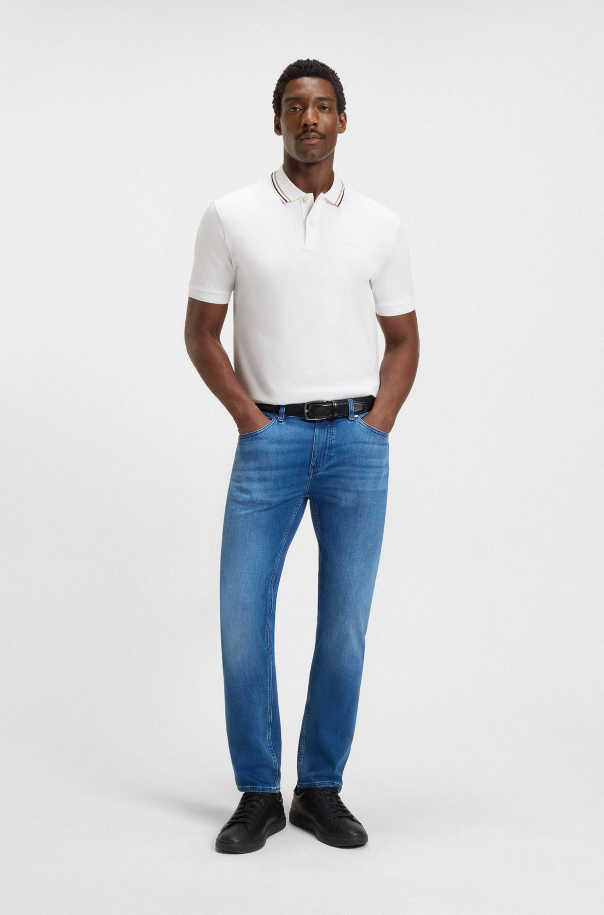 SLIM-FIT POLO SHIRT IN COTTON WITH STRIPED COLLAR - 4